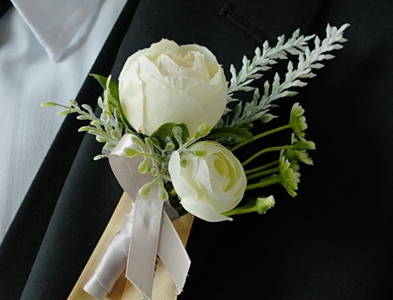 コサージュ 入学式 優美な白薔薇のフォーマルコサージュ