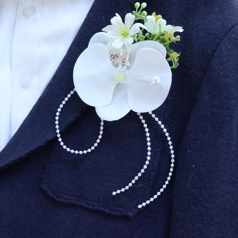 コサージュ 結婚式 優美な蘭とパールのコサージュ