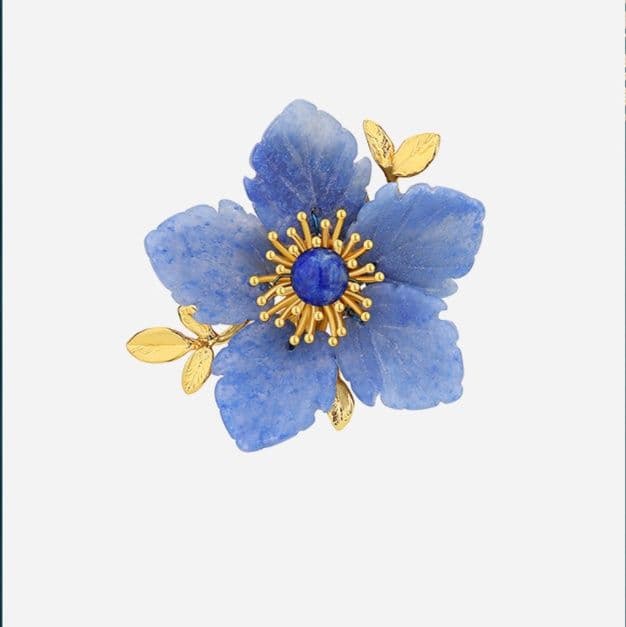 コサージュ 結婚式 天然石の花ブローチ 輝く宝石の煌めき