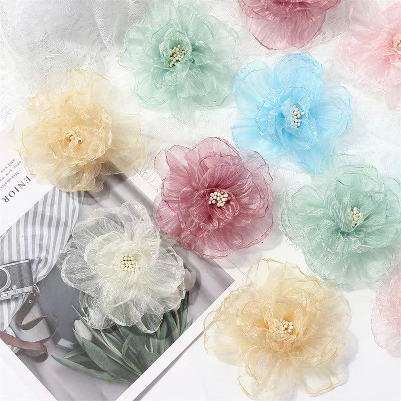 コサージュ 結婚式 透け感が華やぐオーガンジー立体花