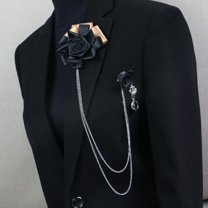コサージュ 卒業式 薔薇のチェーン式ラペルピン飾り
