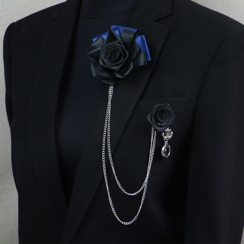 コサージュ 卒業式 薔薇のチェーン式ラペルピン飾り