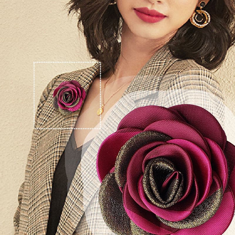 コサージュ 華やか薔薇モチーフ立体布花