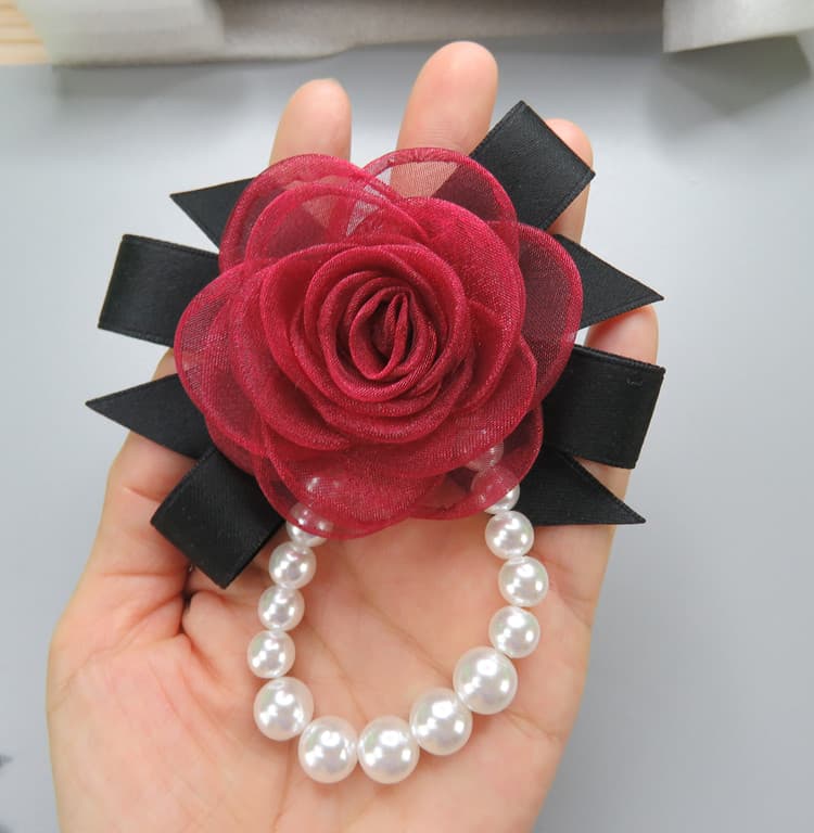 コサージュ 結婚式 薔薇真珠のエレガントコサージュ