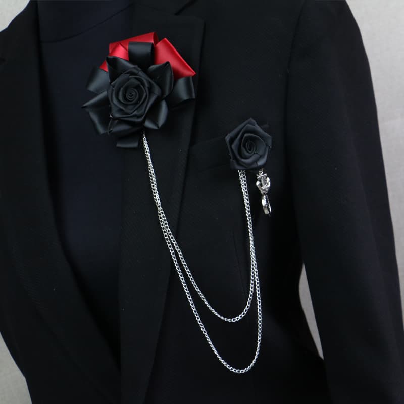 コサージュ 卒業式 薔薇のチェーン式ラペルピン飾り
