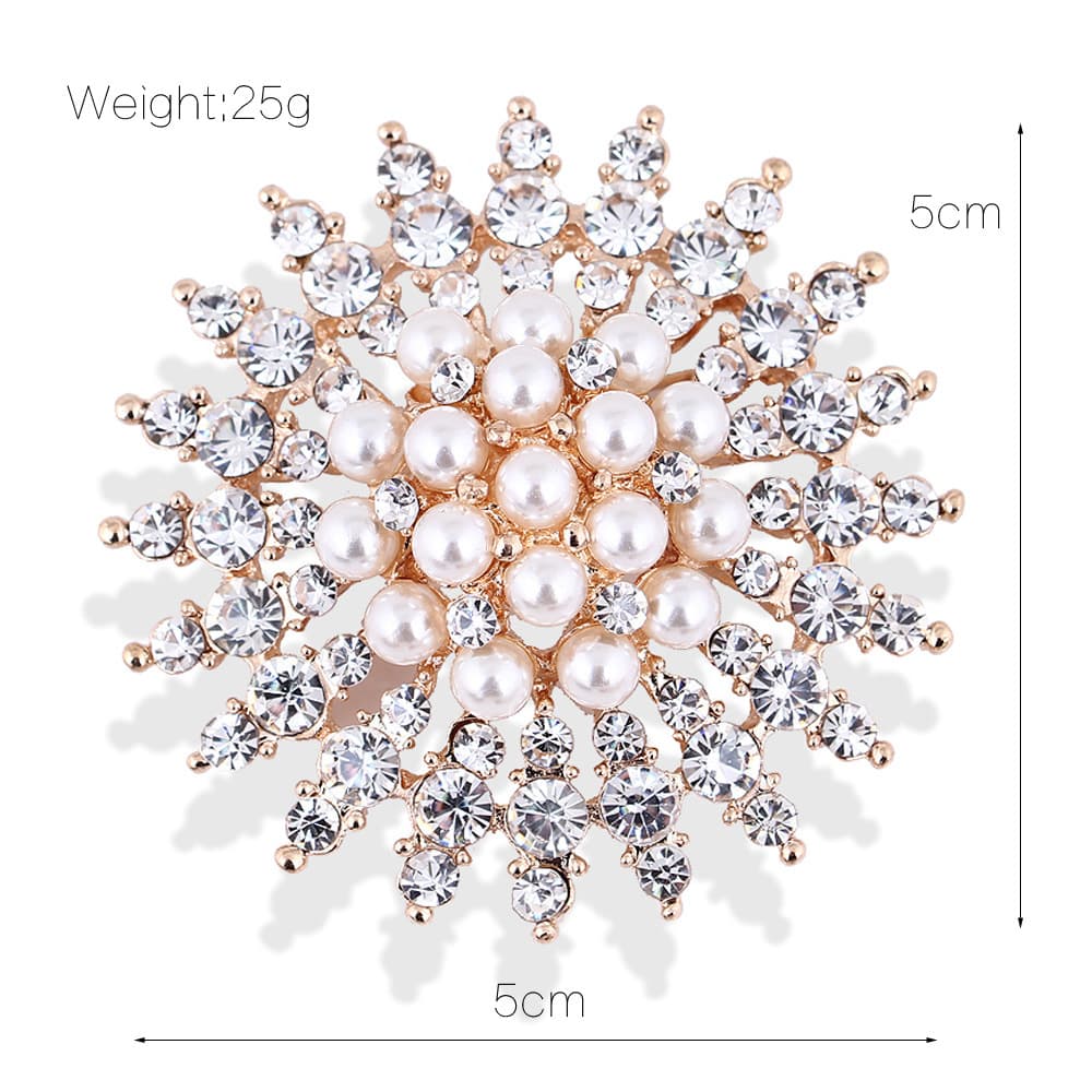 コサージュ 結婚式 雪の結晶モチーフ パールと輝石の華やか
