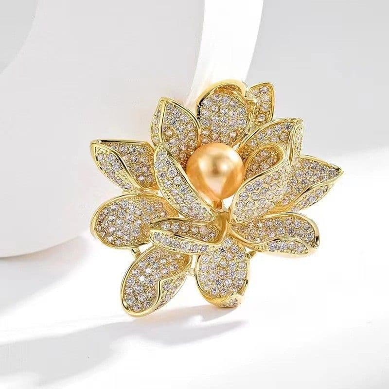 コサージュ 卒業式 華麗な蓮の花モチーフ真珠コサージュ